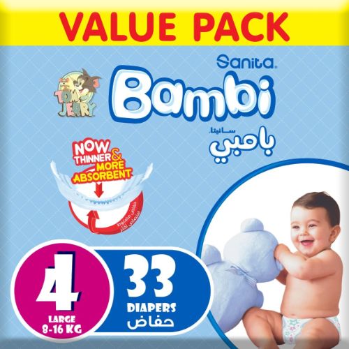 Sanita Bambi – Babadoeke Waardepak Grootte 4, Groot, 8-16 kg – 33 Tel.