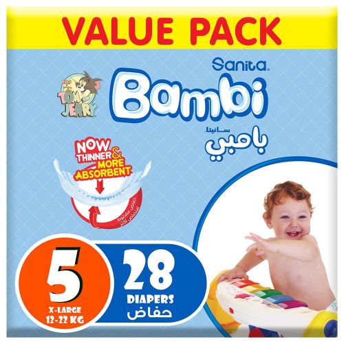 Sanita Bambi – Babadoeke Waardepak Grootte 5, X-Large, 12-22 kg – 28 Tel.