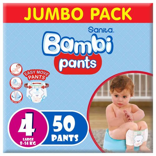 Sanita Bambi – Broek Jumbo Pack, Grootte 4, Groot 8-14 kg – 50 Tel.