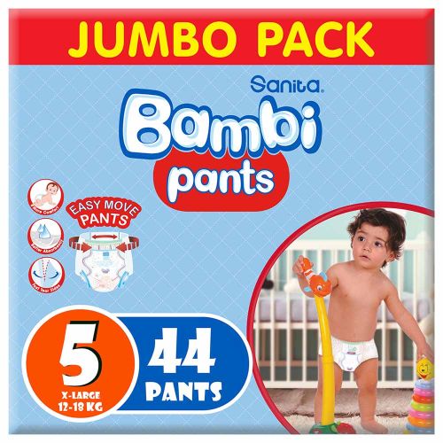 Sanita Bambi – Pants Jumbo Pack, Size 5, X Large 12-18kg – 44 Count