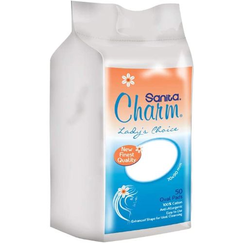 Sanita – Charm 100% Cotton Pads – 50 pads