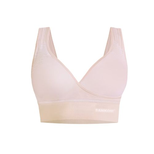 Sankom – Patent Organic Cotton Bra For Back Support, Ivory L/XL