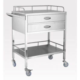 Stainless Steel Medical Trolley with Two Drawer