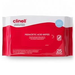 CLINELL (SPORICIDAL) PERACETIC ACID WIPES PACK OF 25'S